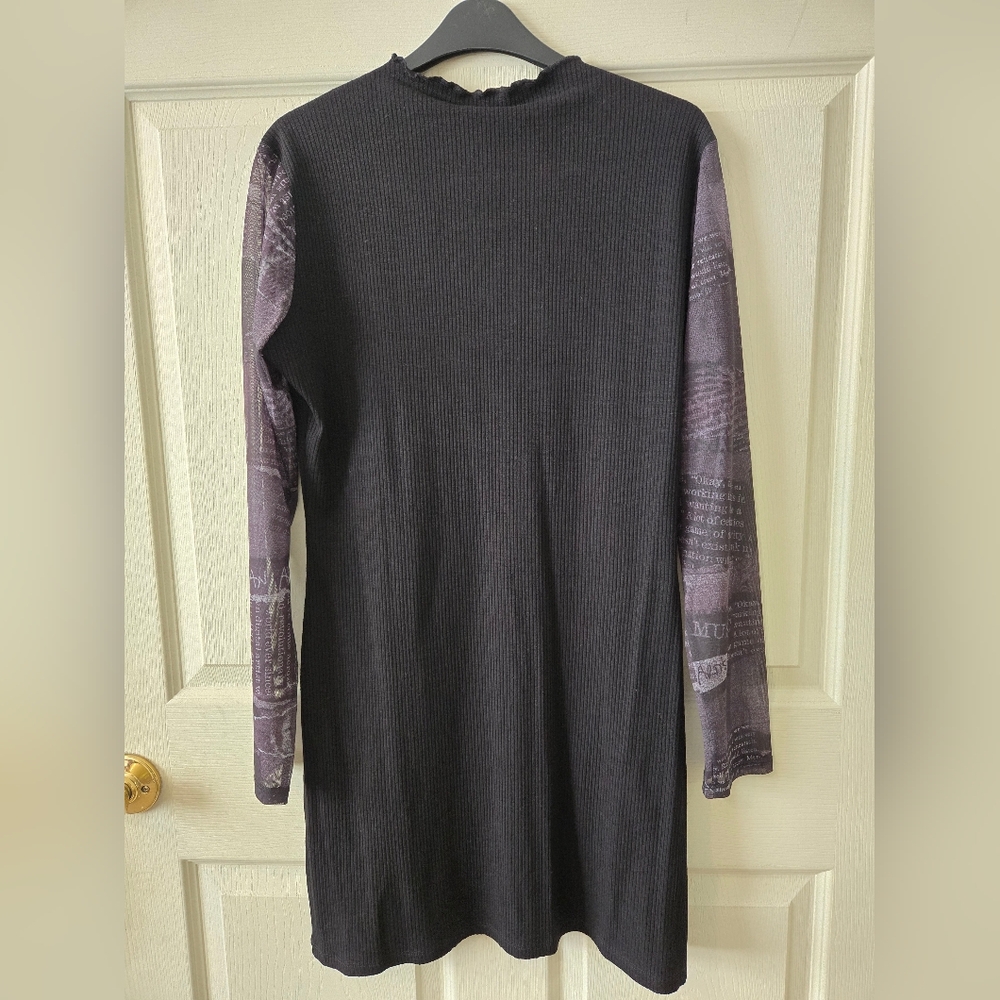 Desigual Black Dress with Lavender Sleeves - Picture 5 of 12
